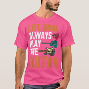 Camiseta Engraçado Goal De Vida Musical Guitarista Sempre J