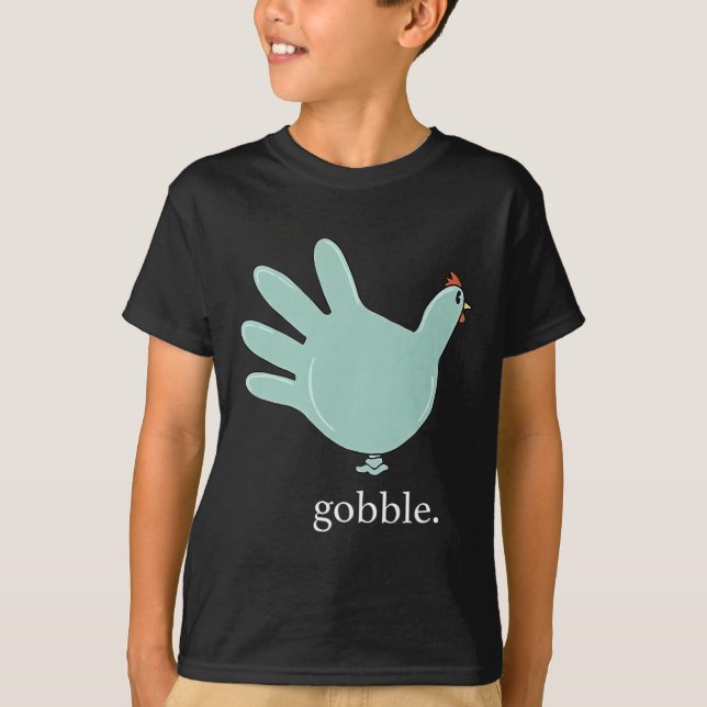 Camiseta Engraçado Gobble Turkey Glove Medical Nures Thanks (Frente)