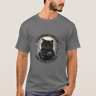 CAMISETA ENGRAÇADO GOSTO DE CHOQUES E GATOS E TALVEZ 3 PESS