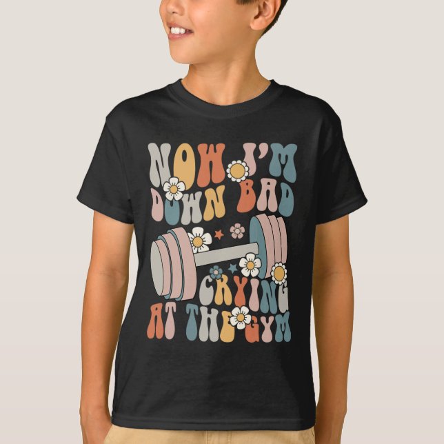 Camiseta Engraçado Groovy, agora estou chorando mal na acad (Frente)