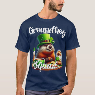 Camiseta Engraçado Groundhog Squad Feliz Groundhog St Patri