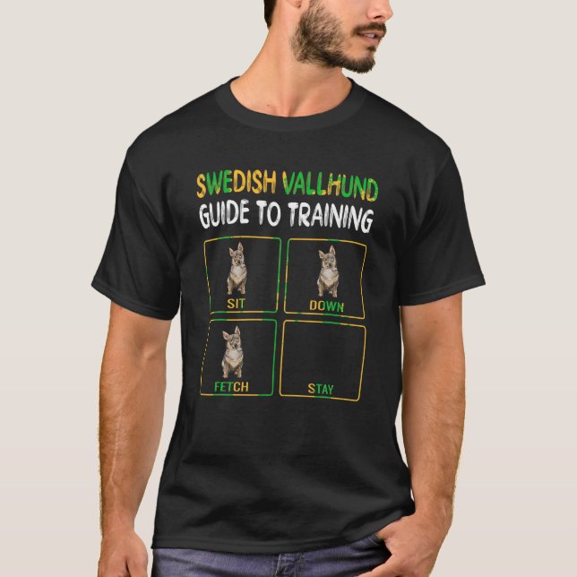 Camiseta Engraçado Guia Sueco De Vallhund Para Treinar O Cã (Frente)