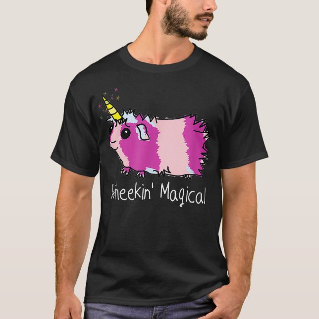 Camiseta Engraçado Guiné Pig Unicorn Wheekin Magical Cute G (Frente)