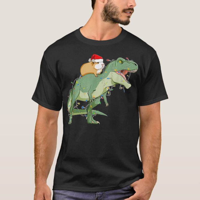 Camiseta Engraçado Guiné Porco Andando Na Luz De Natal T Re (Frente)