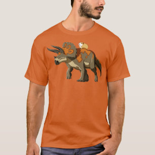 Camiseta Engraçado Guiné Porco Andando Tricerátops Dinossau