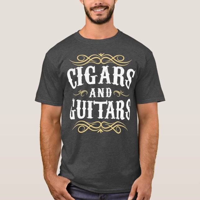 Camiseta Engraçado Guitarra Cigarra Cigarro Presente para F (Frente)