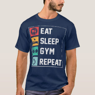 Camiseta Engraçado Gym Roupa Coma Sono Gym Repito Gym Motiv