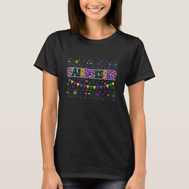 Camiseta Engraçado Hairdresser Mardi Gras Máscara E Família (Frente)