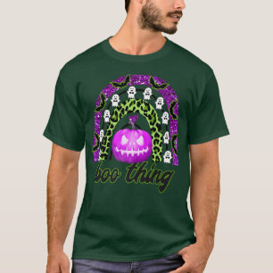 Camiseta Engraçado Halloween BOO THING Rainbow e Pumpki