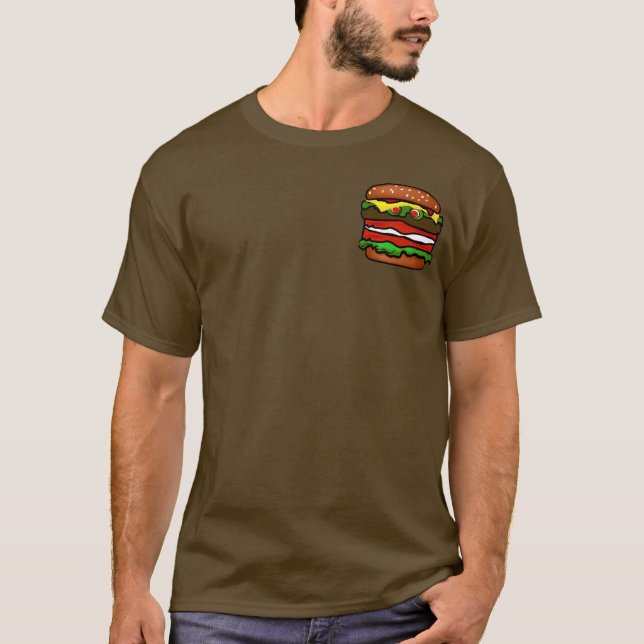 Camiseta Engraçado Hamburger Mens Brown T-shirt (Frente)