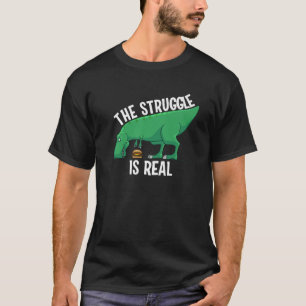 Camiseta Engraçado Hamburger T-rex Presente Legal A Luta É
