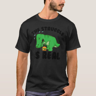 Camiseta Engraçado Hamburger T-rex Presente Legal A Luta É 