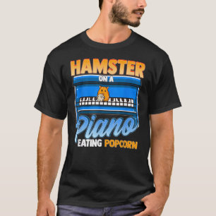 Camiseta Engraçado Hamster Em Piano Comendo Pipoca