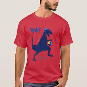Camiseta Engraçado Hanukkah Dinosaur Dreidel Dino Menorah G