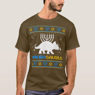 Camiseta Engraçado Hanukkah Menorah Saurus Dinosaur Pun Jud