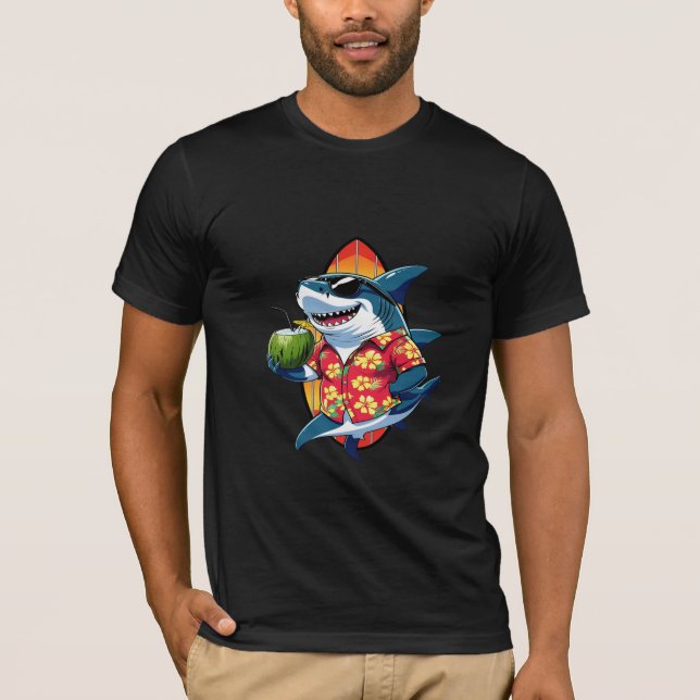 Camiseta Engraçado Hawaiian Shark Bek Coconut" T-S (Frente)