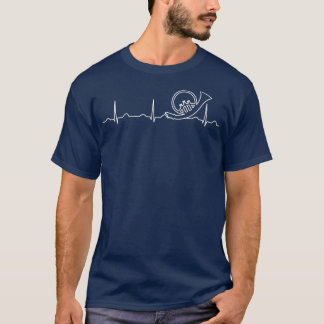 Camiseta Engraçado Heartbeat Francês Horn Roupa Divertiment