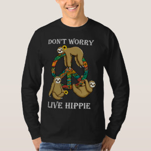 Camiseta Engraçado Hippie Sloth Preguiçoso Vida Paz Amor Vi