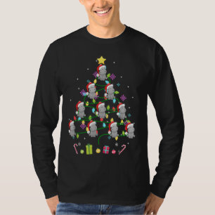 Camiseta Engraçado Hippo, cor da árvore de Natal Led
