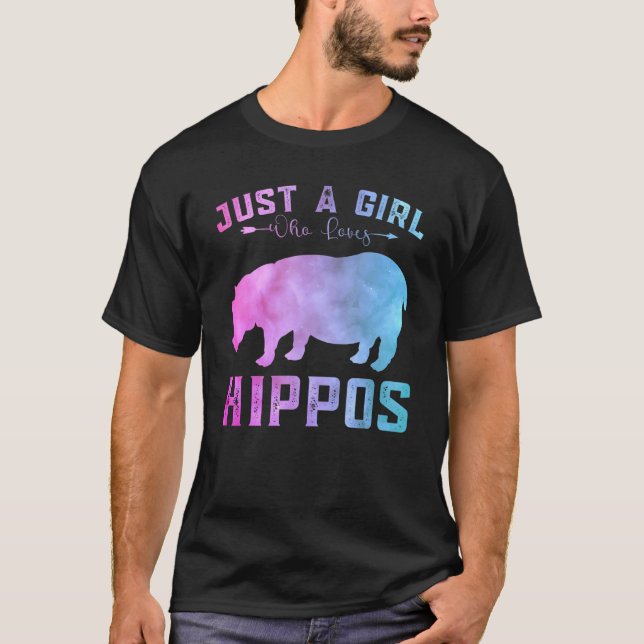 Camiseta Engraçado Hippos Meninas Apenas Uma Menina Que Ama (Frente)