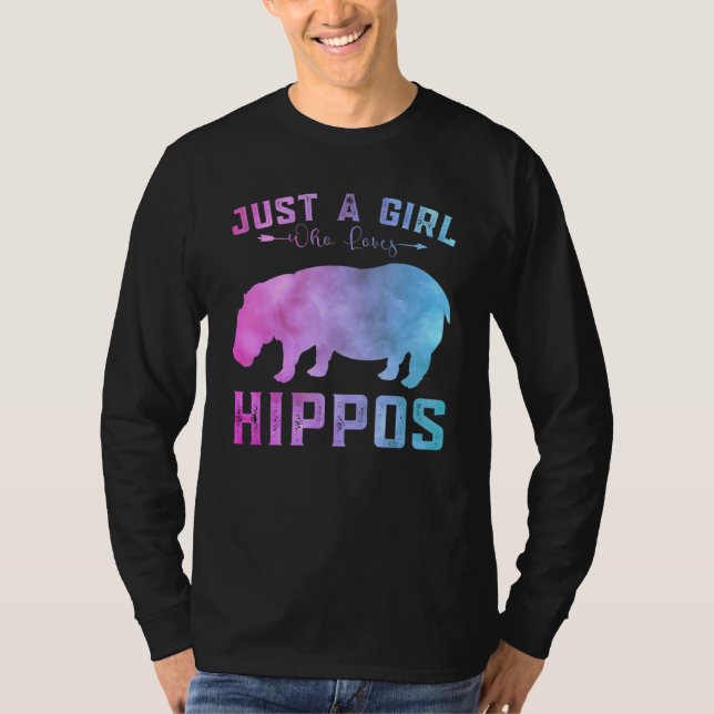 Camiseta Engraçado Hippos Meninas Apenas Uma Menina Que Ama (Frente)
