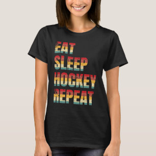 Camiseta Engraçado Hockey Coma Hockey com Sono Repete Retro