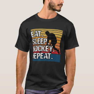 Camiseta Engraçado Hockey Coma Hockey com Sono Repete Retro