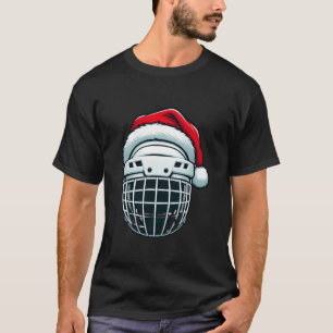 Camiseta Engraçado Hockey Helmet Santa Hat Natal Holida