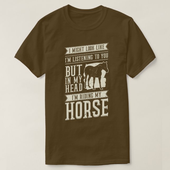 Camiseta Engraçado Horseback Andando Presente Equestre (Frente do Design)