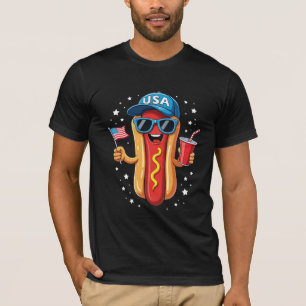 Camiseta Engraçado Hotdog dos EUA - Design de desenho anima