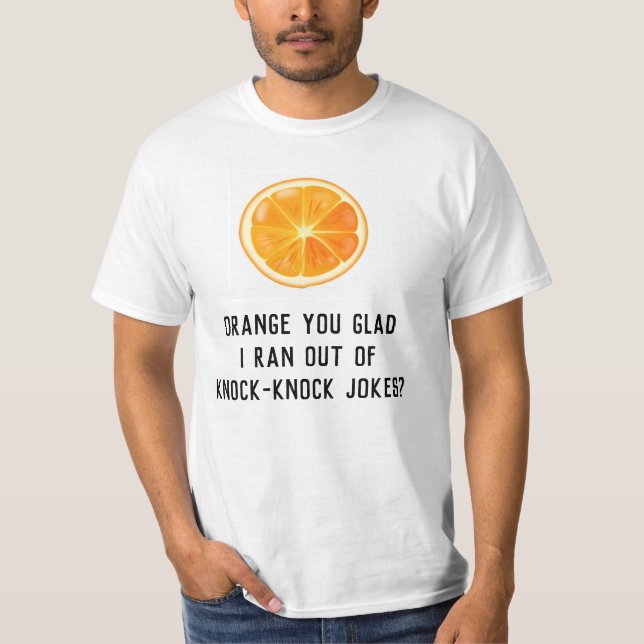 Camiseta Engraçado Humor, Arrasto de Piada Laranja (Frente)