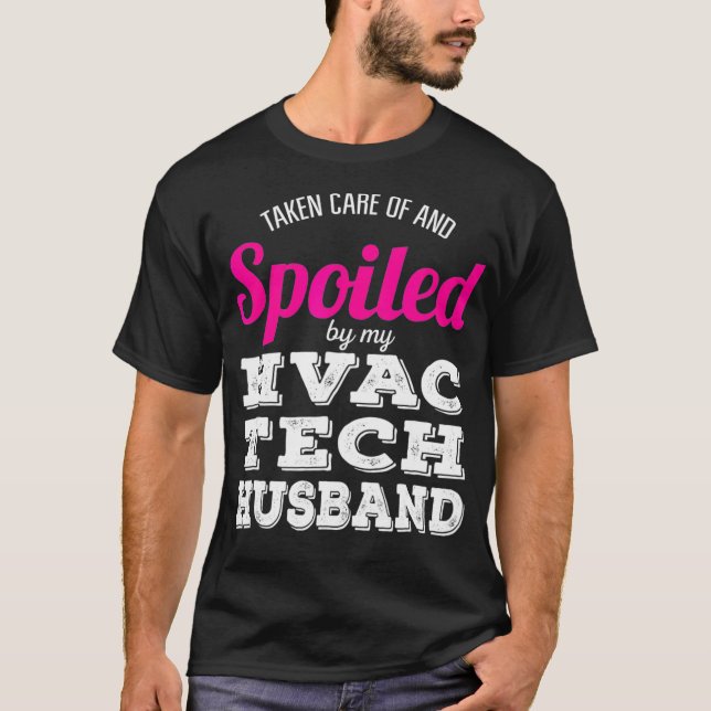 Camiseta Engraçado HVAC Tech Wife Casamento Aniversário Pre (Frente)