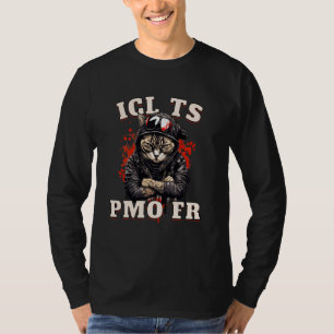 Camiseta Engraçado ICL TS PMO FR Meme de Gato Irônico Cota