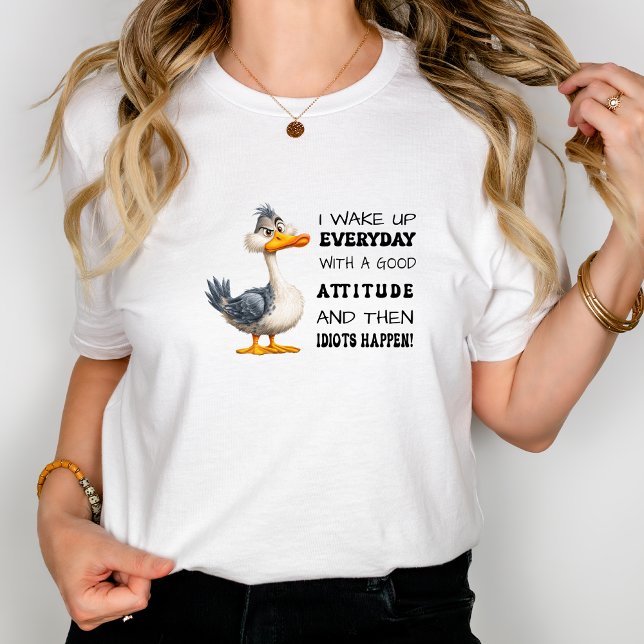 Camiseta Engraçado "Idiotas Acontecem" Pato Irritado Person (Criador carregado)