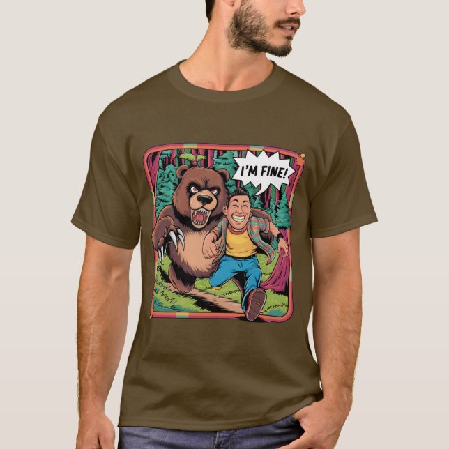 Camiseta Engraçado Ilustração de Cartoon "Estou Bem" (Frente)