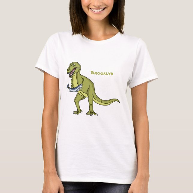 Camiseta Engraçado ilustração do dinossauro T rex (Frente)