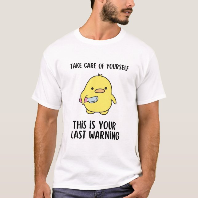 Camiseta Engraçado Imagem de Pato Amarelo (Frente)