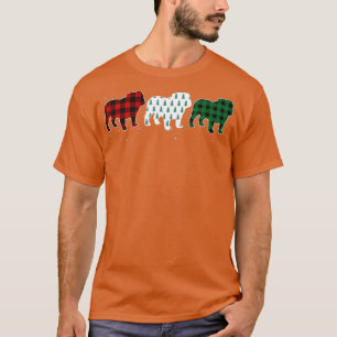 Camiseta Engraçado Inglês Buldogue Vermelho Xadrez Árvore d