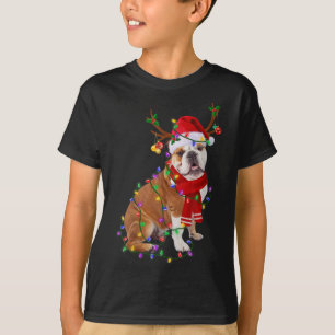 Camiseta Engraçado Inglês Cachorro Cachorro Árvore Noite Xm