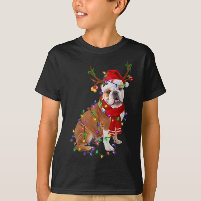 Camiseta Engraçado Inglês Cachorro Cachorro Árvore Noite Xm (Frente)