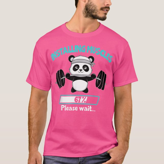 Camiseta Engraçado Instalar Barbe De Panda Muscular (Frente)