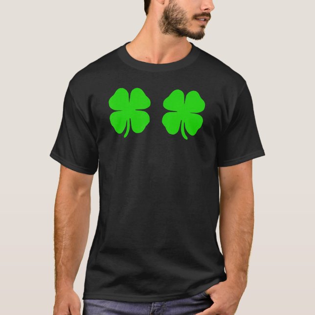Camiseta Engraçado Irlandês Lucky Shamrock Bra (Frente)