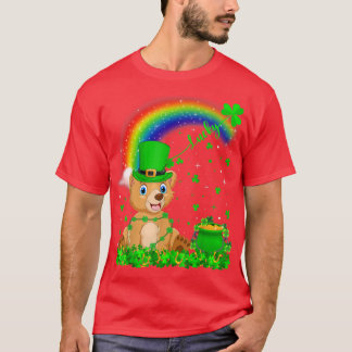Camiseta Engraçado Irlandês Shamrock Rainbow Lucky Bear Rua