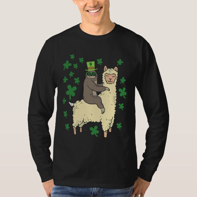 Camiseta Engraçado Irlandês Sloth Llama St Patricks (Frente)