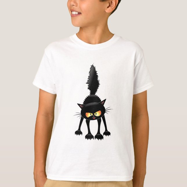 Camiseta Engraçado, Irritado e Cartografia de Gato Preto (Frente)