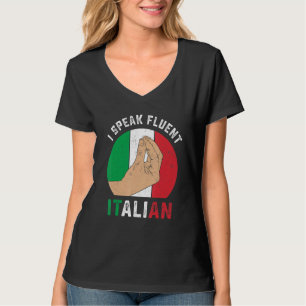 Camiseta Engraçado Itália Mão Gesto Fala Fluent Italiano Sa
