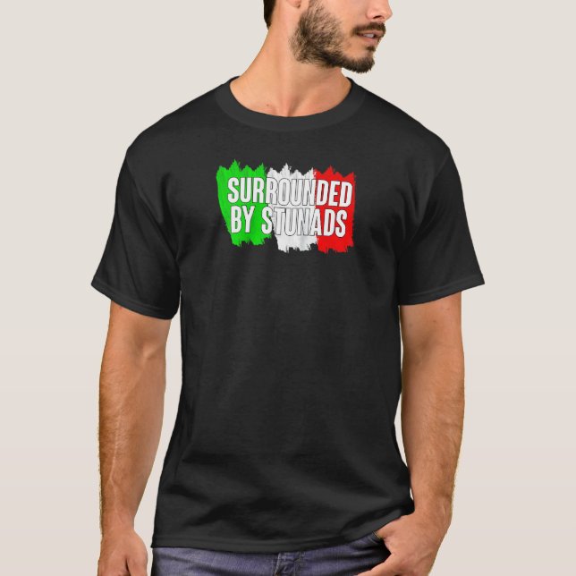 Camiseta Engraçado Italiano Cercado Por Stunads Itália Flag (Frente)