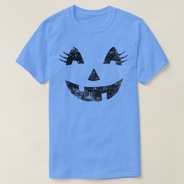 Camiseta Engraçado Jack O' Lanterna Pumpkin Eye Lashes Hall (Frente do Design)