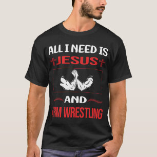 Camiseta Engraçado Jesus Arm Luta Armwresting