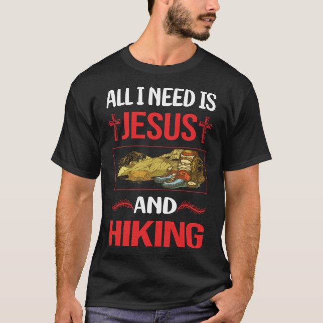 Camiseta Engraçado Jesus Caminhando Hike Hiker (Frente)